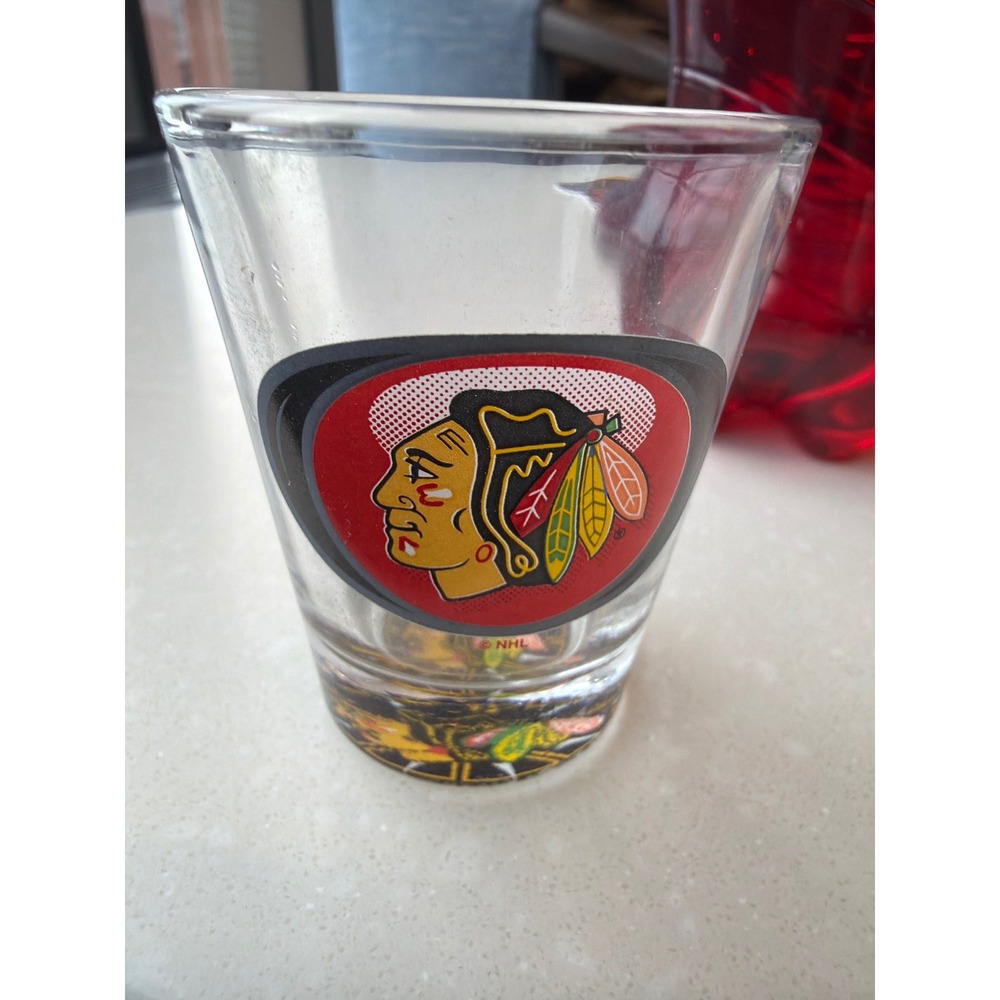 Chicago Blackhawks NHL Shot Glass Clear Collectible Hockey Fan Barware